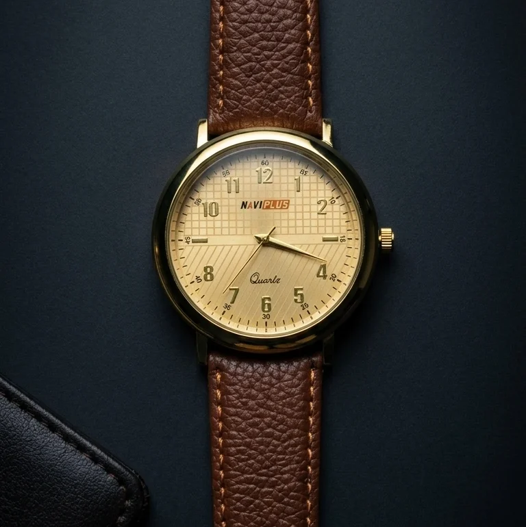 Navi Gold & Brown Couple Watch - Image 3