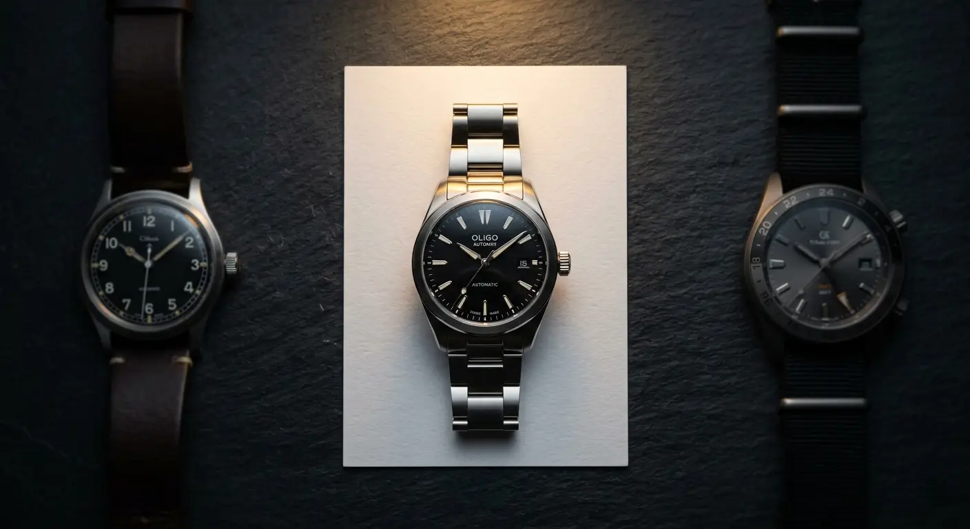 Curator's desk with luxury watch, handwritten notes and loupe — watch curation process